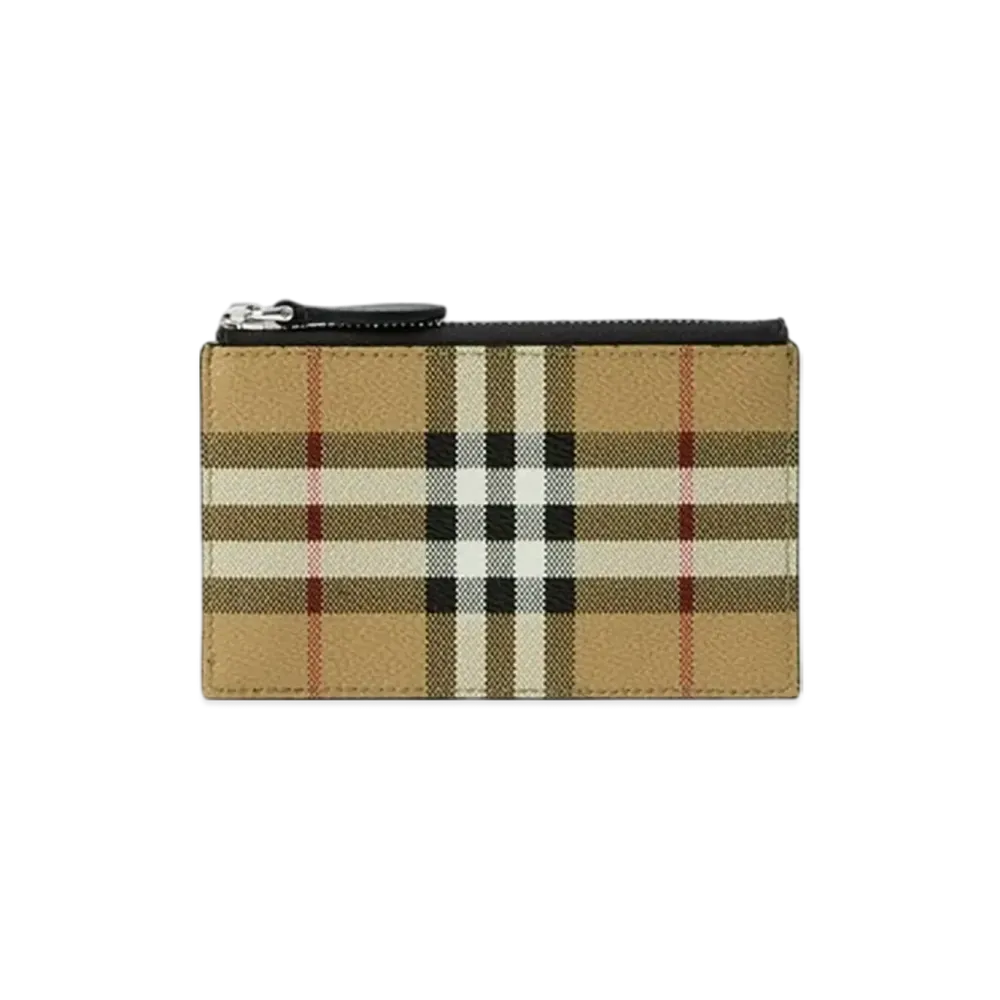 Burberry Check Zip Card Case "Archive Beige"