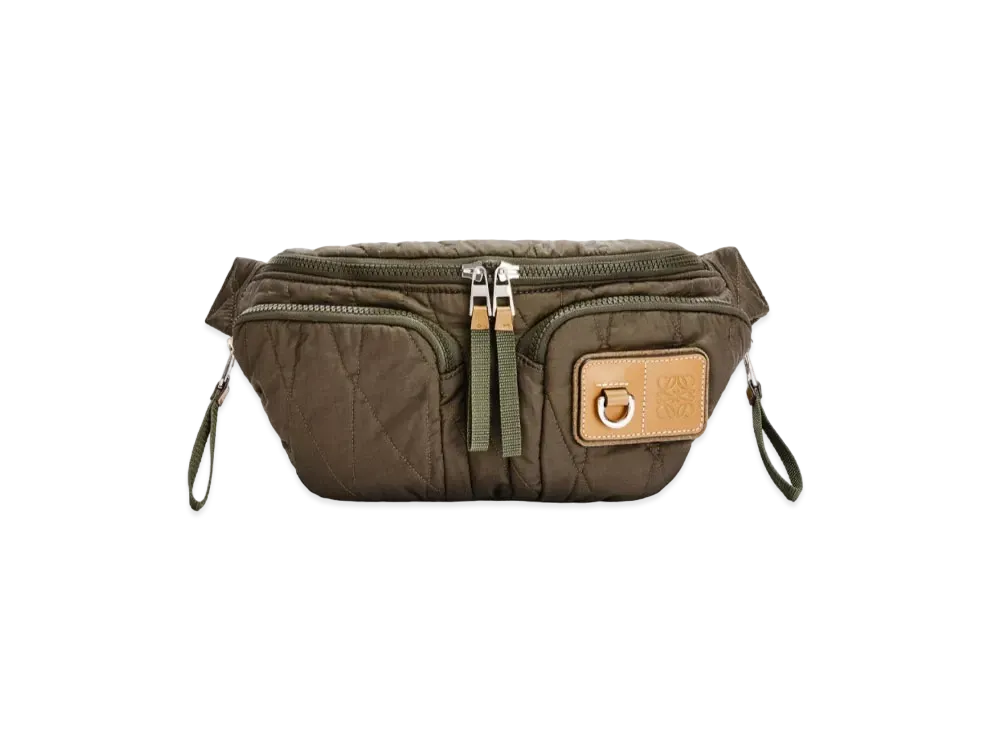 LOEWE Bumbag In Upcycled Quilted Textile "Dark Olive Green"