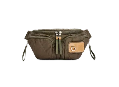 LOEWE Bumbag In Upcycled Quilted Textile "Dark Olive Green"
