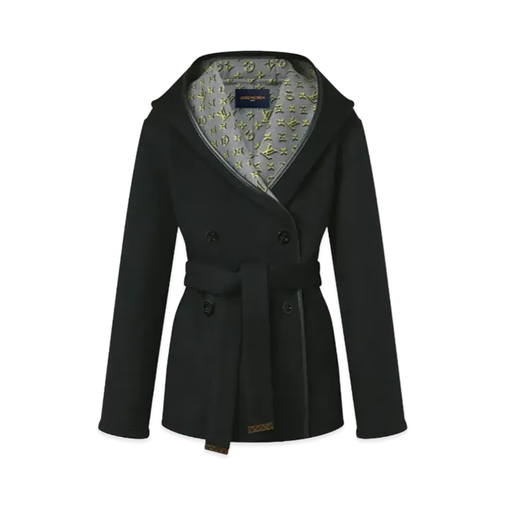 Louis Vuitton 3D Monogram Double-Breasted Wrap Coat "Metal Noir"