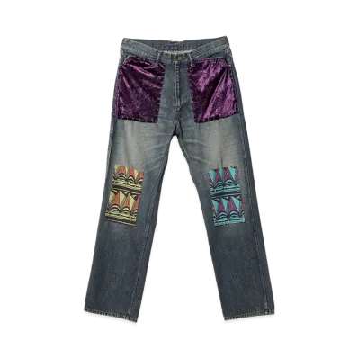 NEEDLES x Sasquatchfabrix. Straight Jean - Patchwork "Indigo"