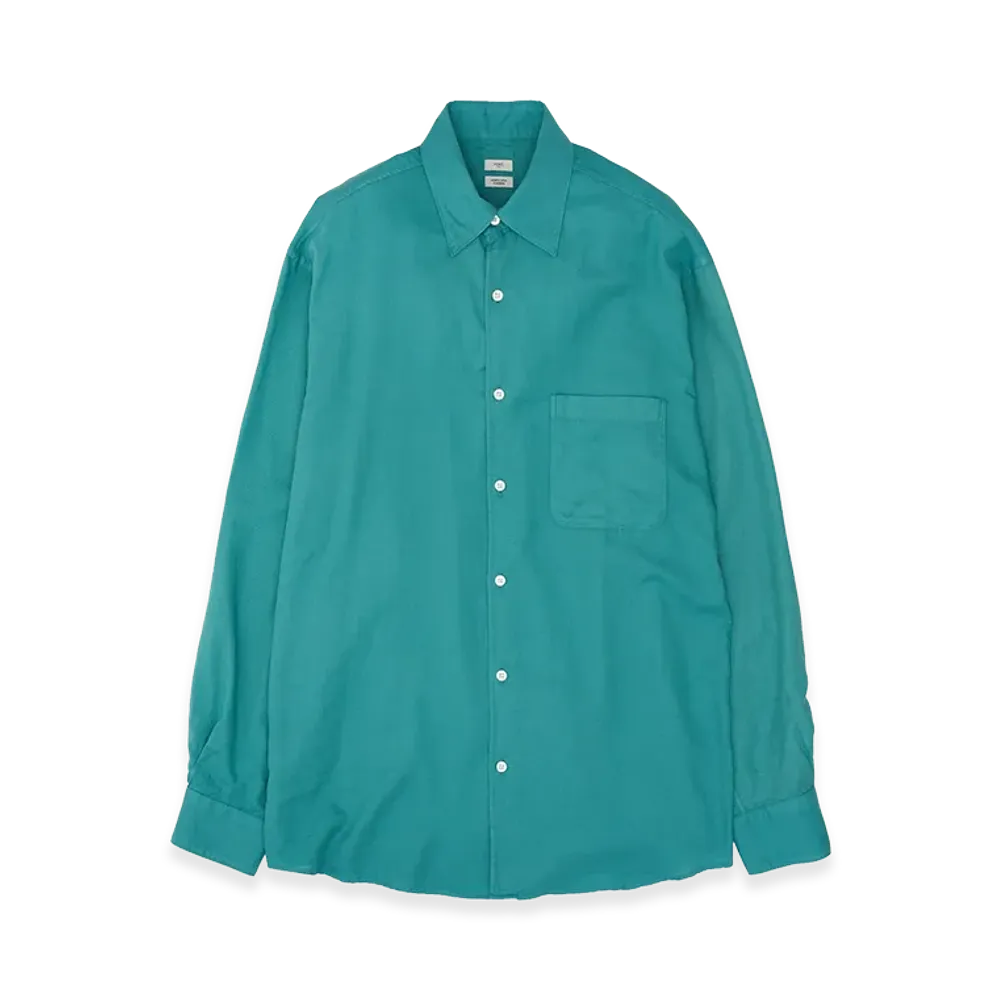YOKE Cotton Silk Twill Garment-dyed Loosed Shirt "Green"