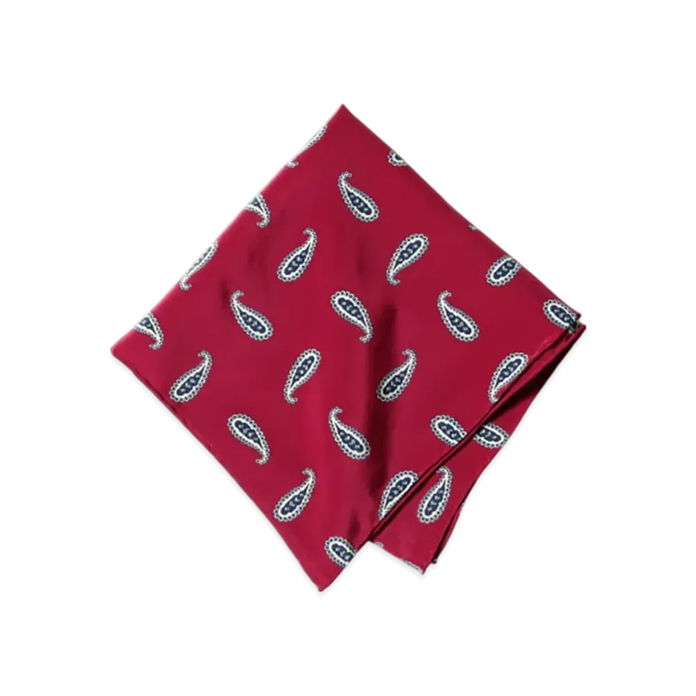 BEAMS Pocket Chief Paisley Print "Red"