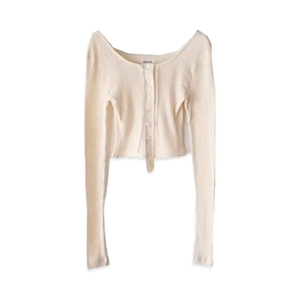 FUMIKA UCHIDA Vintage Ribbed Corset Top _Long Sleeeve "Off White"
