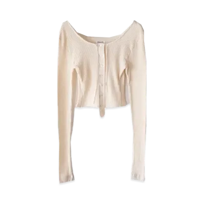 FUMIKA UCHIDA Vintage Ribbed Corset Top _Long Sleeeve "Off White"