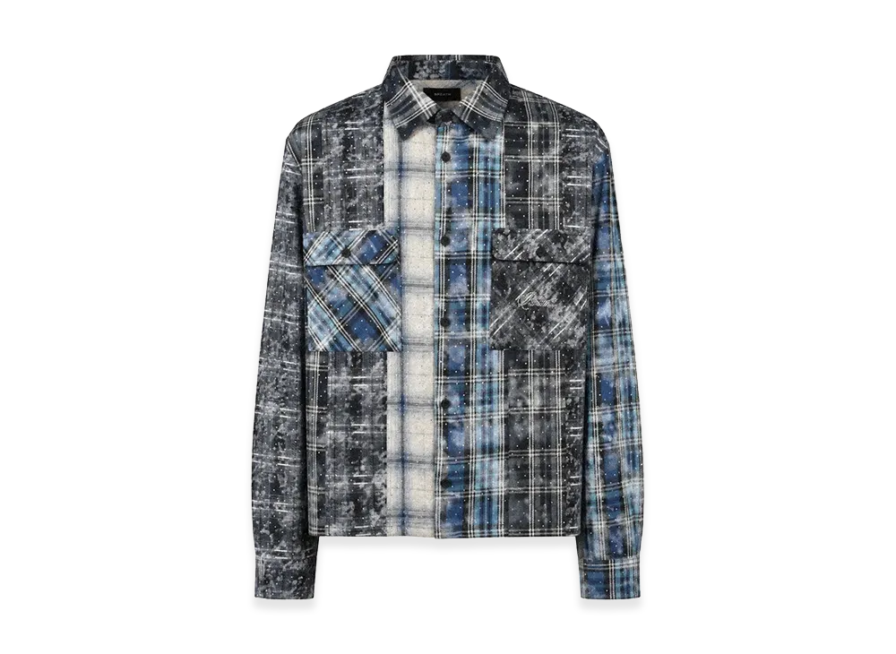 BREATH Rhinestone Crazy Check Shirt "Blue"