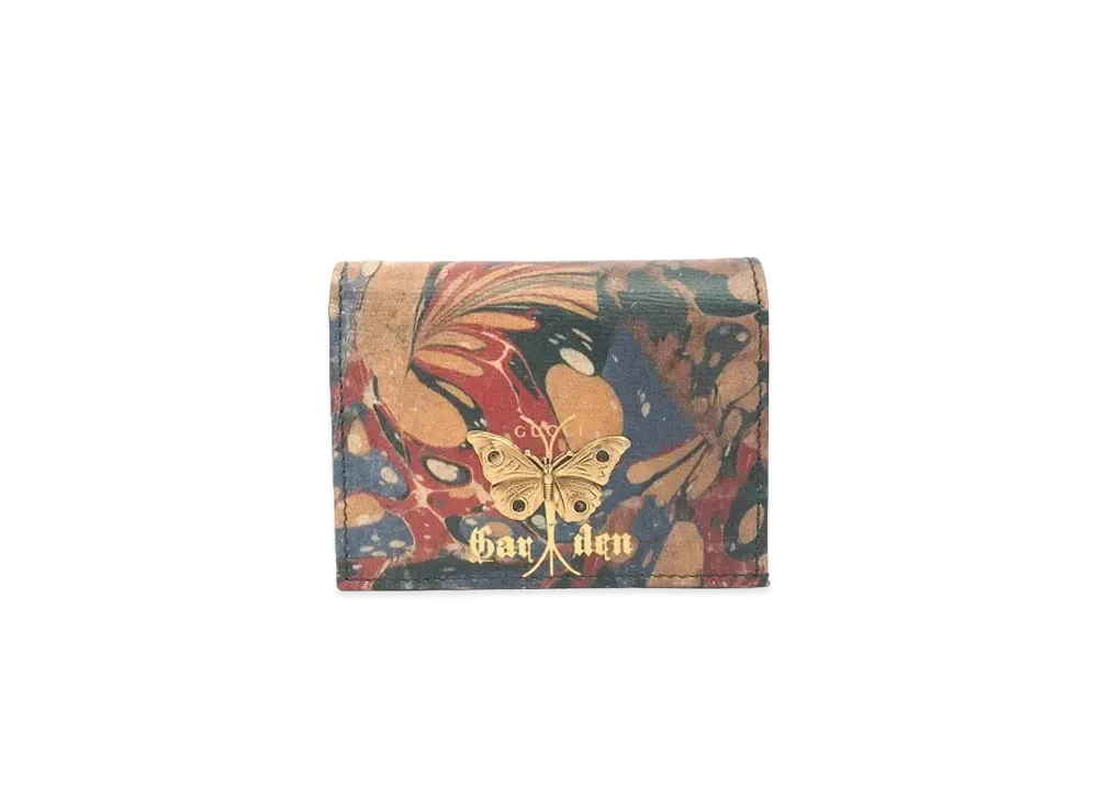 GUCCI Compact Wallet Gucci Garden Butterfly Leather "Multi"