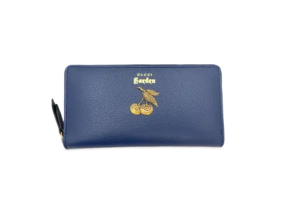 GUCCI Round Zipper Gucci Garden Cherry Leather "Blue"