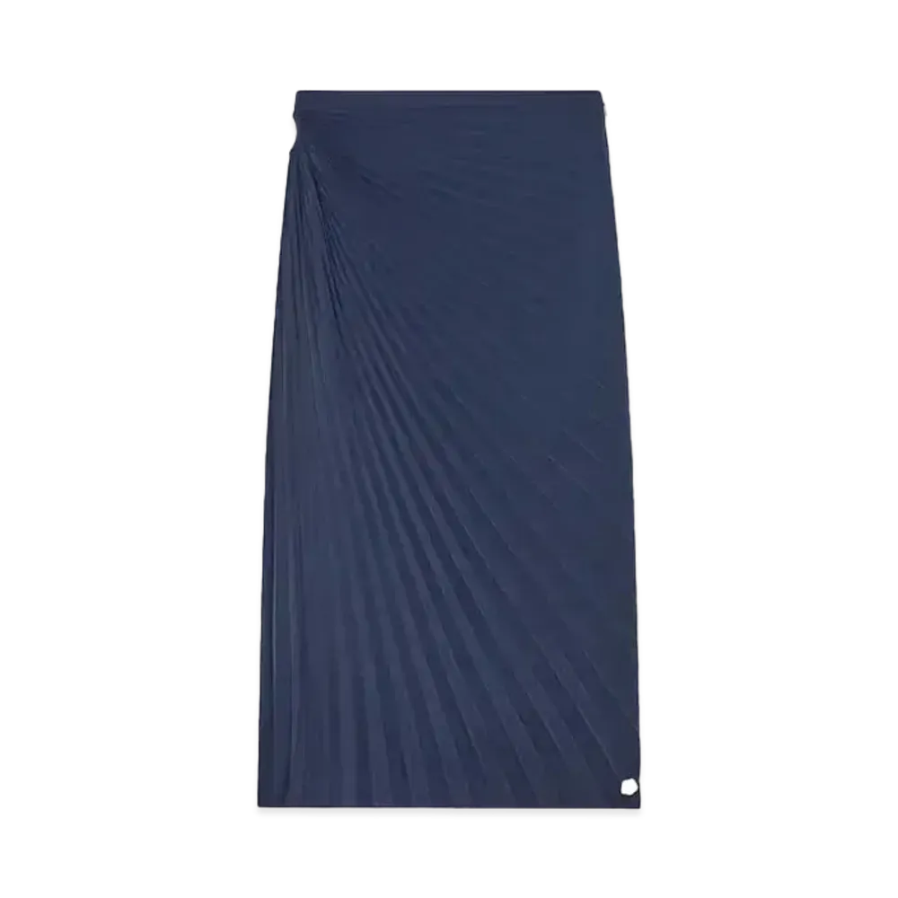 KENZO 'Sun-ray' Pleats Midi Skirt "Blue Black"