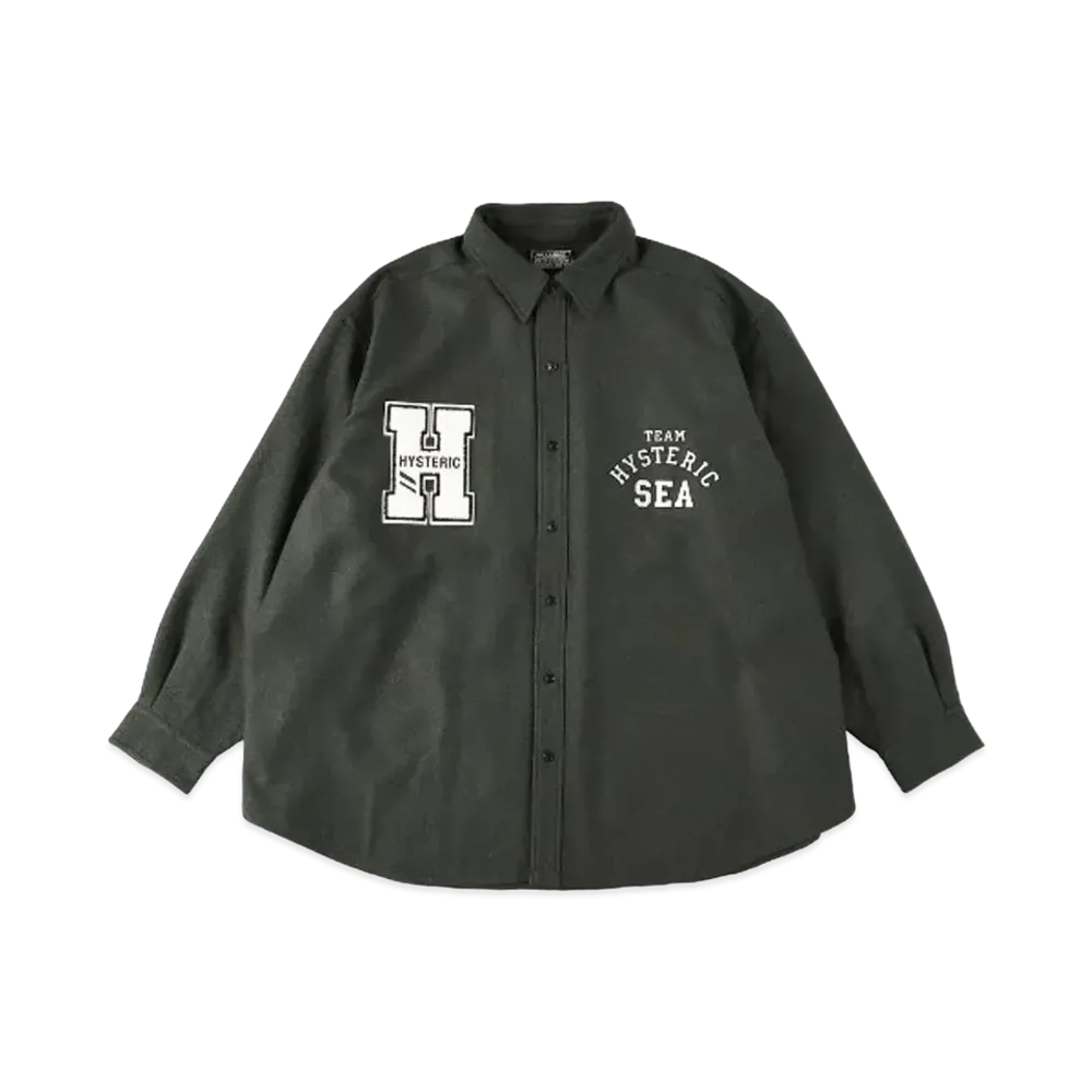 WIND AND SEA x HYSTERIC GLAMOUR Wool Shirt "Green"