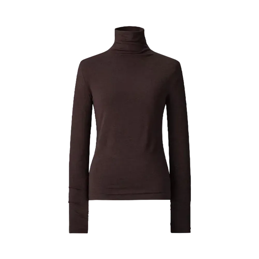 Uniqlo C Women'S Super Warm Heattech Cashmere Blend Crew Neck T #1 "Dark Brown"