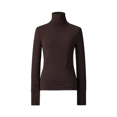 Uniqlo C Women'S Super Warm Heattech Cashmere Blend Crew Neck T #1 "Dark Brown"