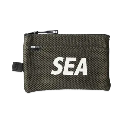 WIND AND SEA MESH ZIPPER POUCH "Olive"