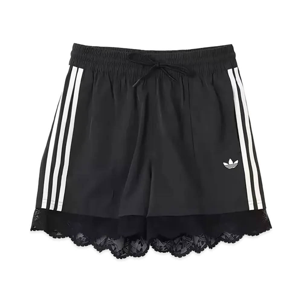 adidas Women's Lace Trim 3-Stripes Shorts "Black"