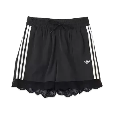 adidas Women's Lace Trim 3-Stripes Shorts "Black"