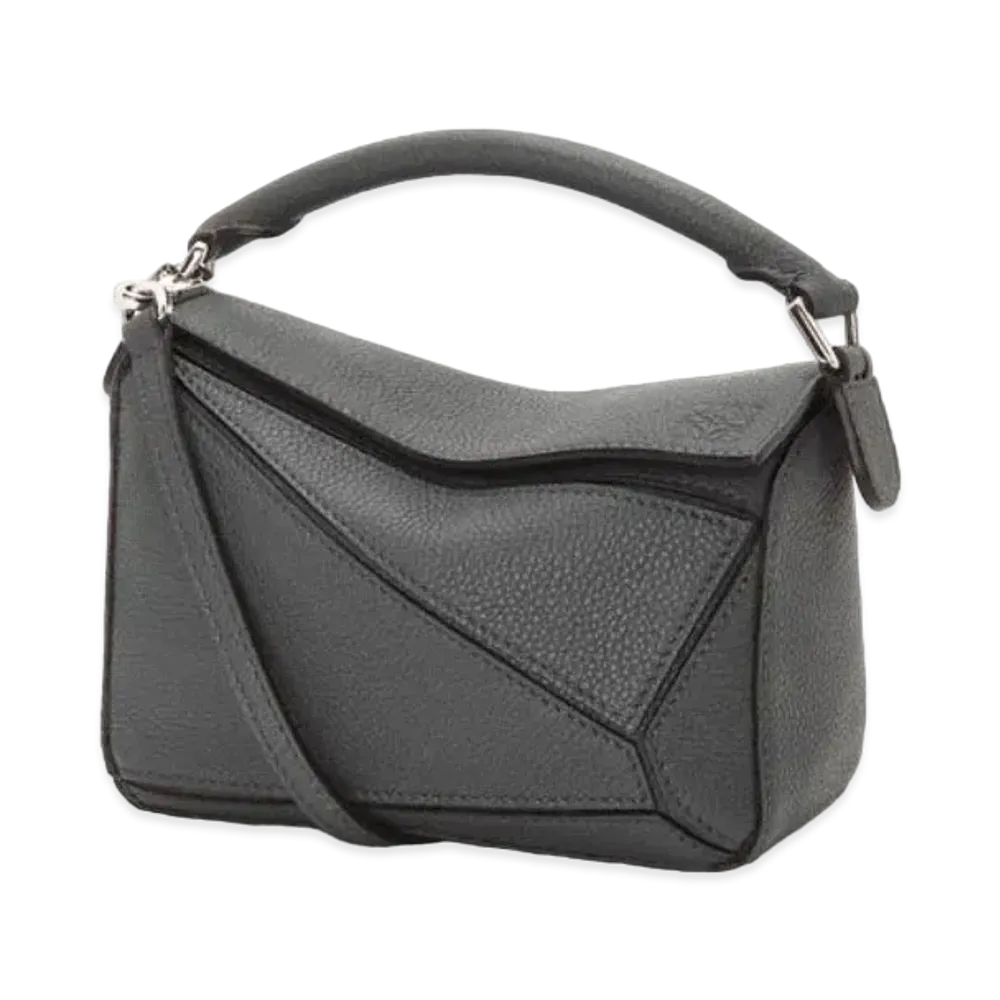 LOEWE Mini Puzzle Bag In Soft Grained Calfskin "Anthracite"