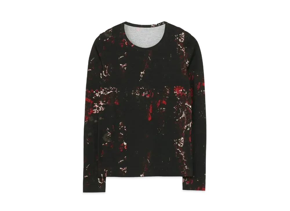 Yohji Yamamoto Y's TWISTED YARN JACQUARD PATTERN ROUND NECK LONG SLEEVE "Black"