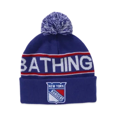A BATHING APE x Mitchell & Ness x NHL Pom Beanie "Blue"