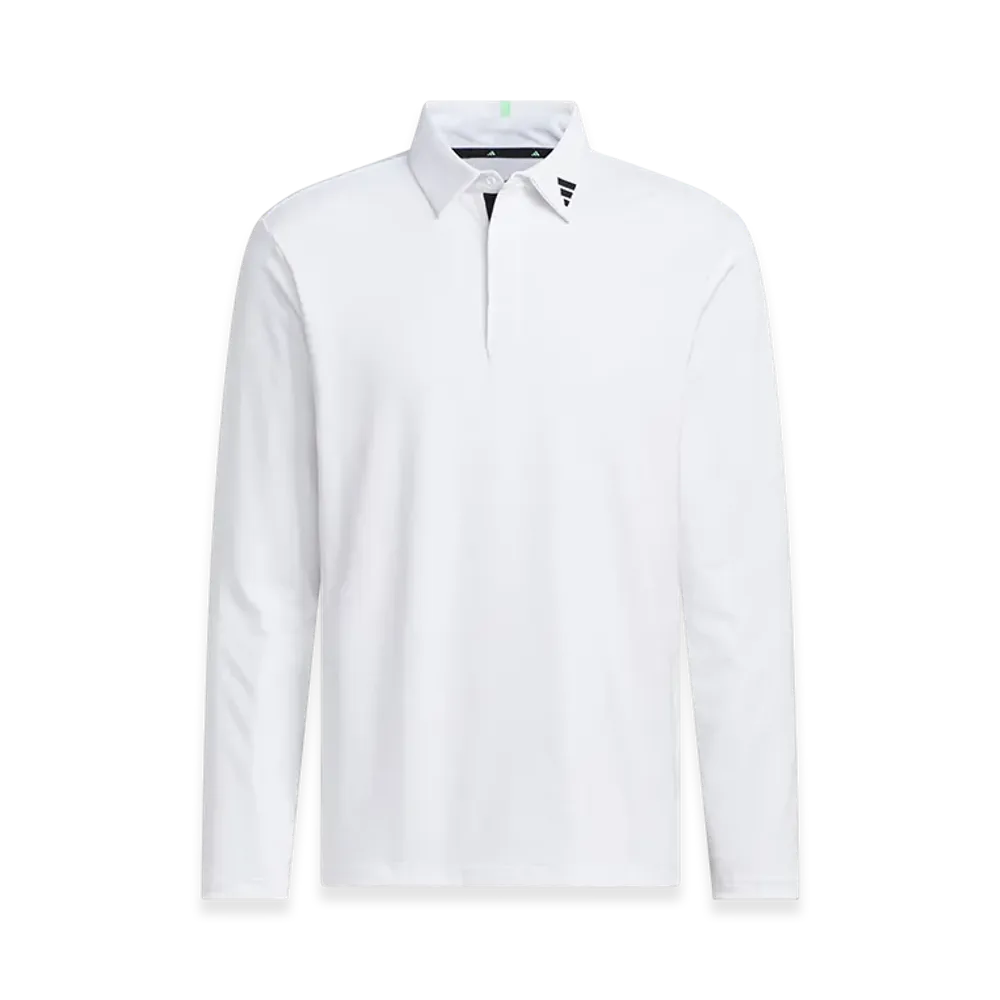 adidas Golf Jacquard Long-Sleeve Polo "White"