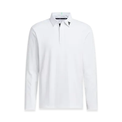 adidas Golf Jacquard Long-Sleeve Polo "White"
