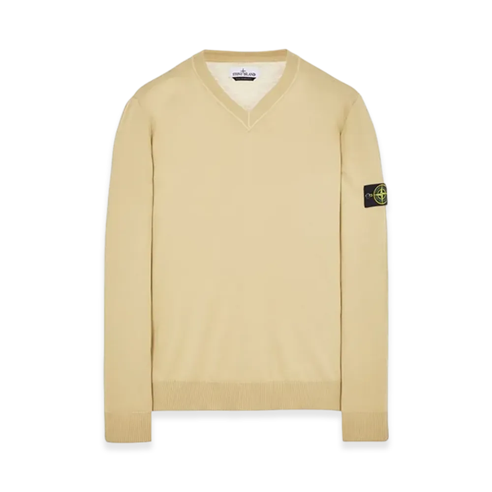 Stone Island 501C4 Pure Light Wool V-Neck Knit - 23FW "Ecru"