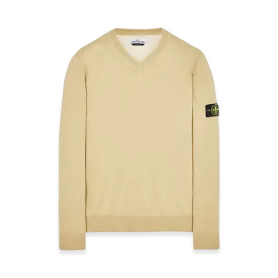Stone Island 501C4 Pure Light Wool V-Neck Knit - 23FW "Ecru"