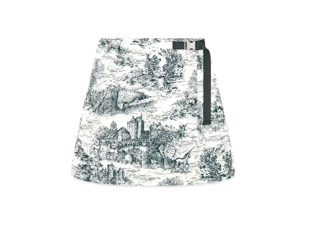 Dior Skort Technical Taffeta Jacquard with Toile de Jouy Scotland Motif "Blue/White"