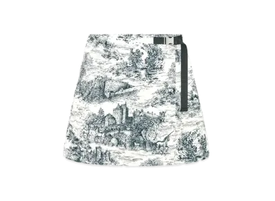 Dior Skort Technical Taffeta Jacquard with Toile de Jouy Scotland Motif "Blue/White"