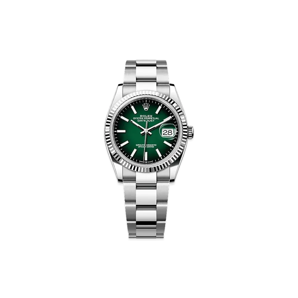 ROLEX Datejust 36 Oystersteel & White Gold "Green Ombre"
