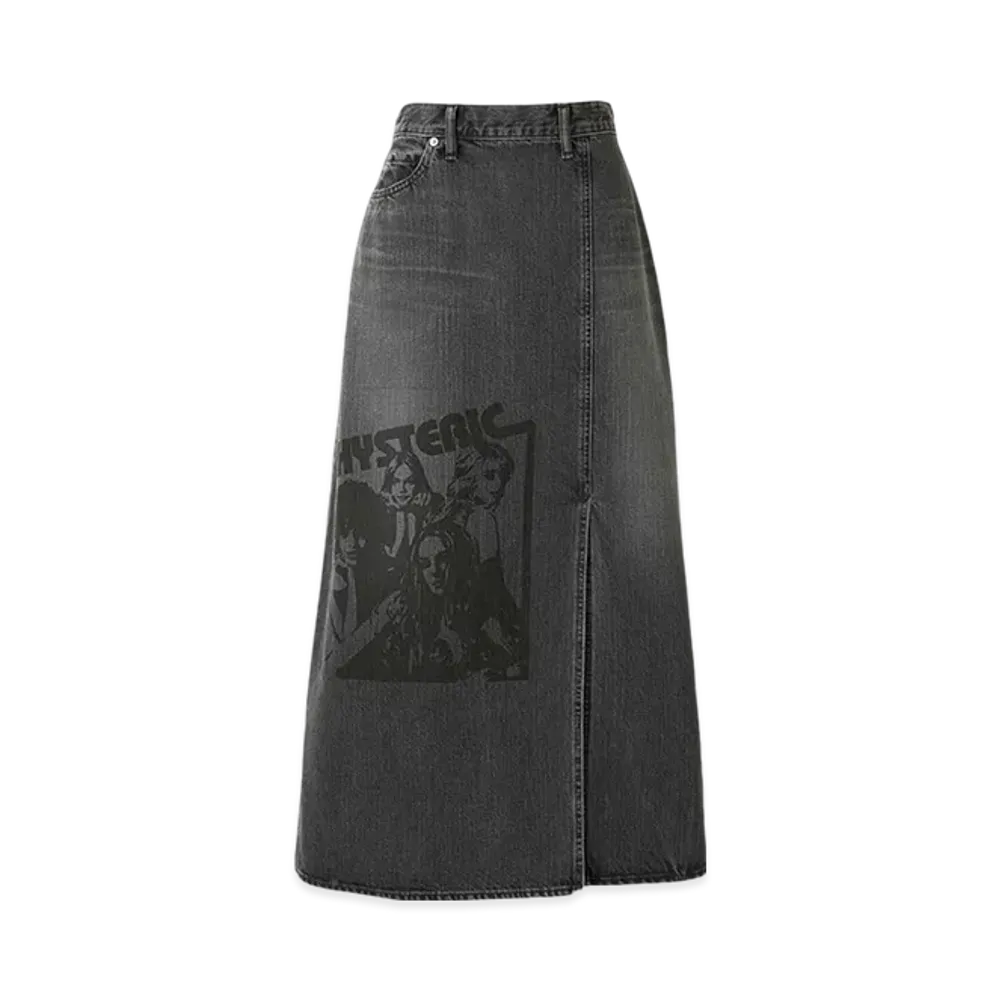 HYSTERIC GLAMOUR Hysteric Girls Slit Denim Long Skirt "Black"