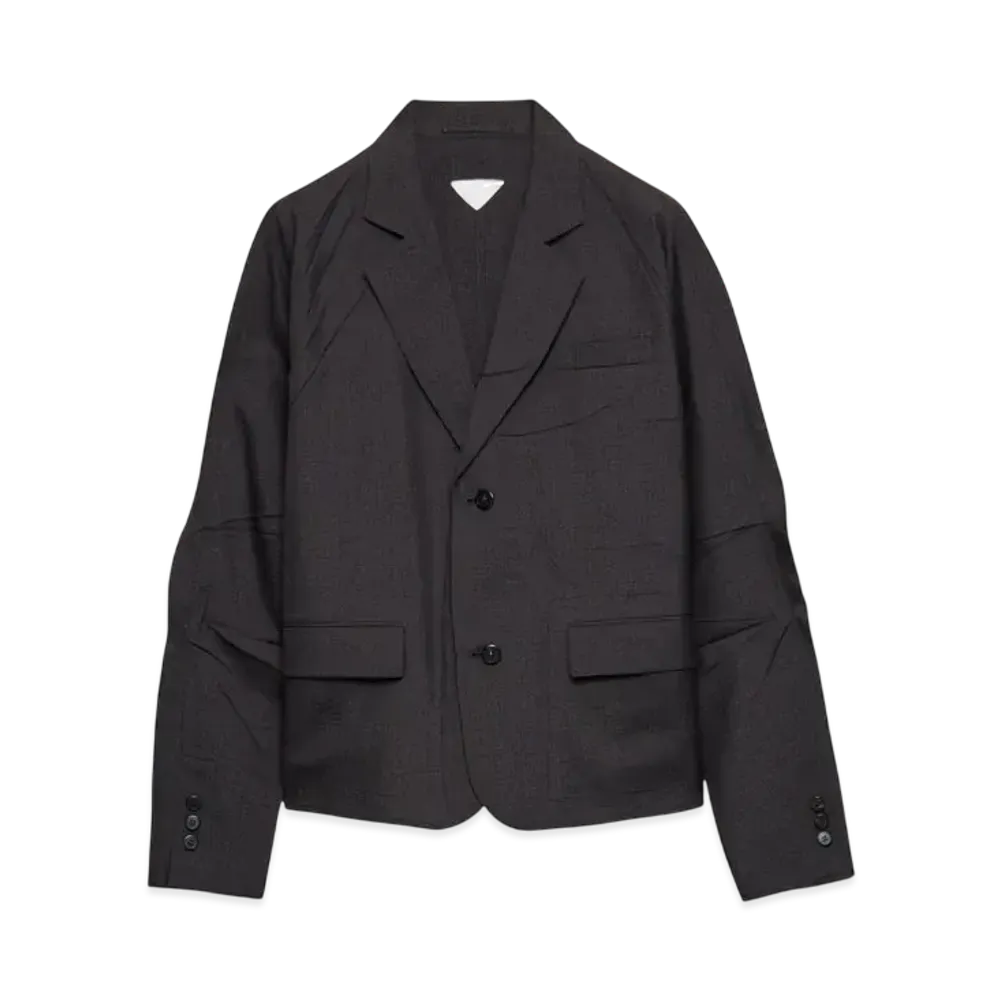 PRADA Men's Single-Breasted Wool and Silk Jacket "Dark Gray"