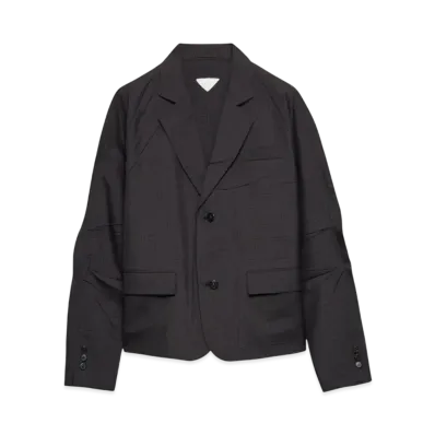 PRADA Men's Single-Breasted Wool and Silk Jacket "Dark Gray"