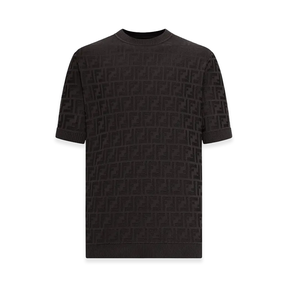 FENDI Cotton Short Sleeve Sweater "Black"