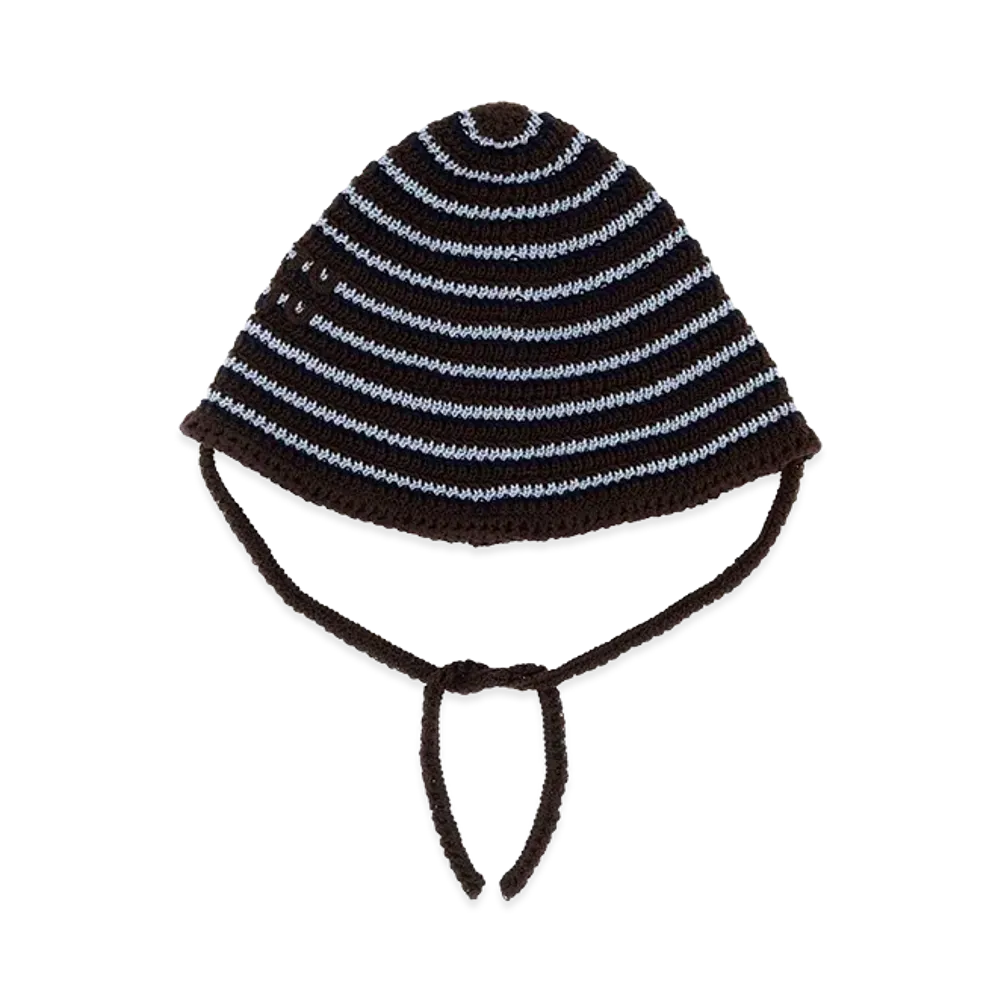 MIU MIU Women's Embroidered Crochet Bucket Hat "Brown/Multicolor"