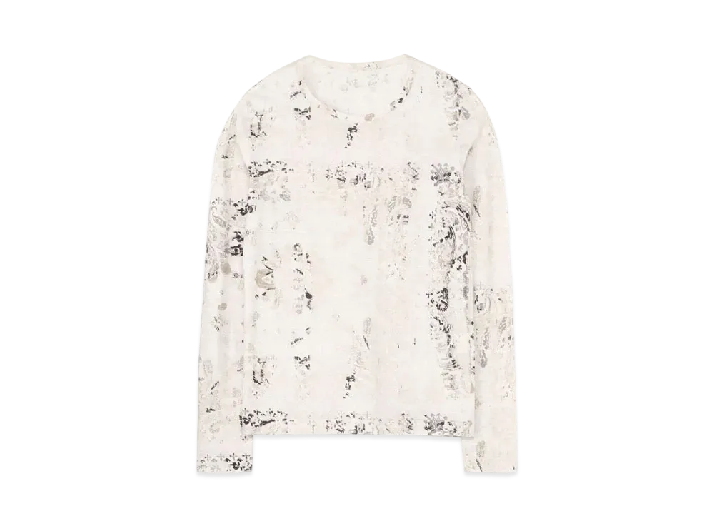 Yohji Yamamoto Y's TWISTED YARN JACQUARD PATTERN ROUND NECK LONG SLEEVE "White"
