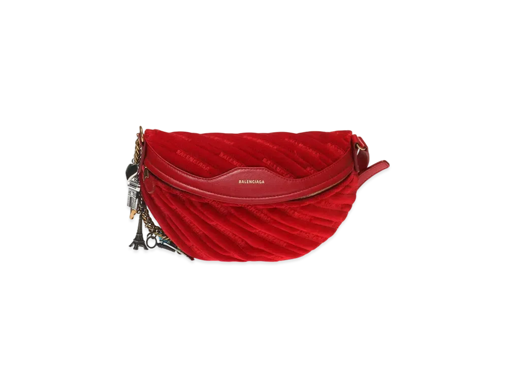 BALENCIAGA Velvet Waist Bag "Red"
