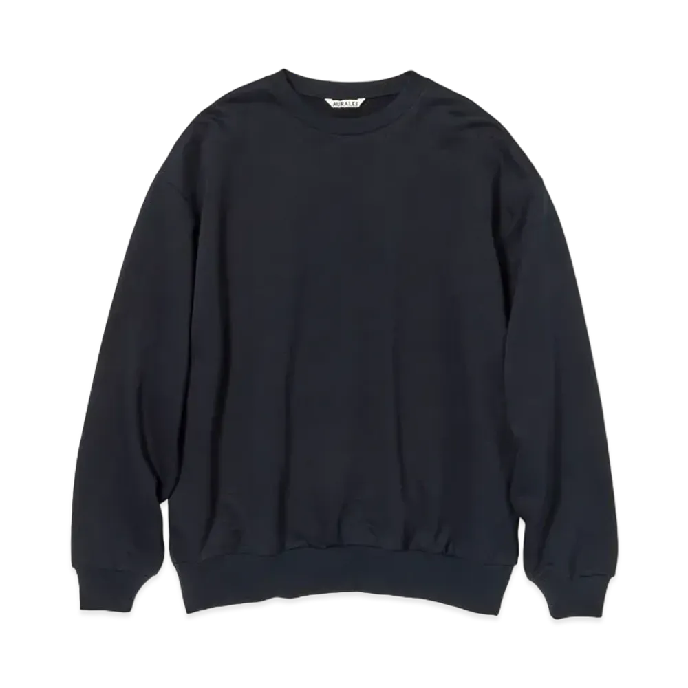 AURALEE ELASTIC HIGH GAUGE SWEAT P/O "Dark Navy"