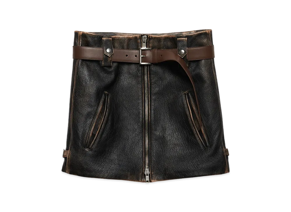 PRADA Women's Leather Miniskirt "Black"