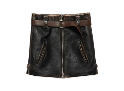 PRADA Women's Leather Miniskirt "Black"