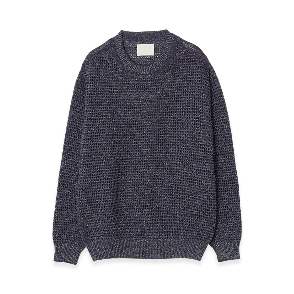 YOKE Gima Cotton Mix Slub Mesh Knit Crewneck "Purple"
