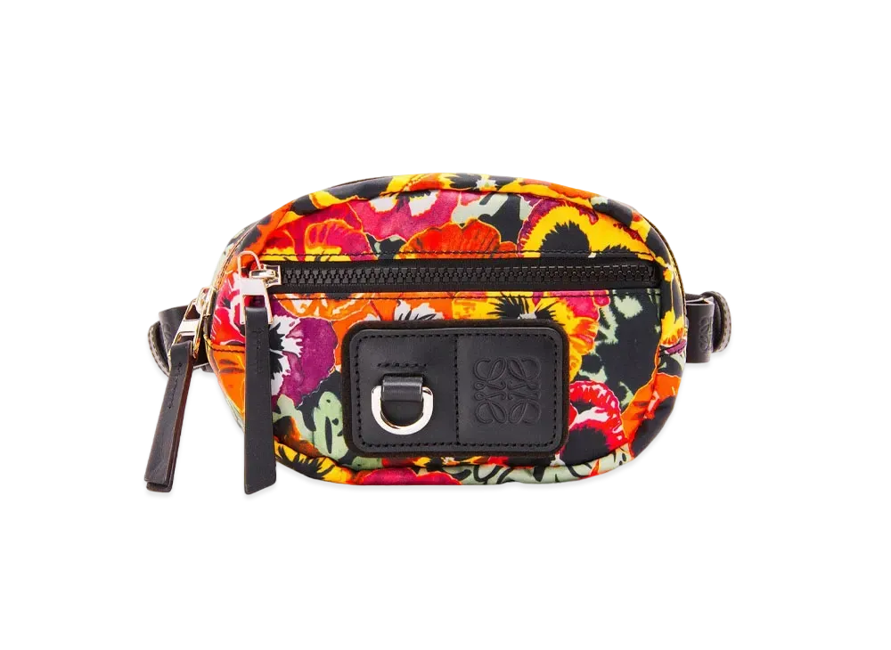 LOEWE Pansies Small Round Bumbag In Nylon "Black / Multicolor"