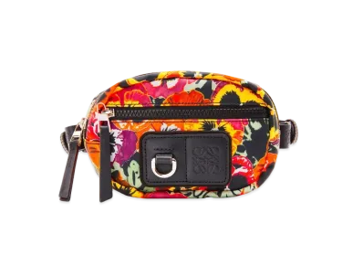 LOEWE Pansies Small Round Bumbag In Nylon "Black / Multicolor"