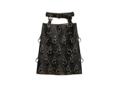 PRADA Women's Leather Miniskirt with Metal Rings "Black"