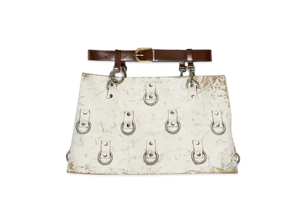 PRADA Women's Embellished Leather Miniskirt "White"