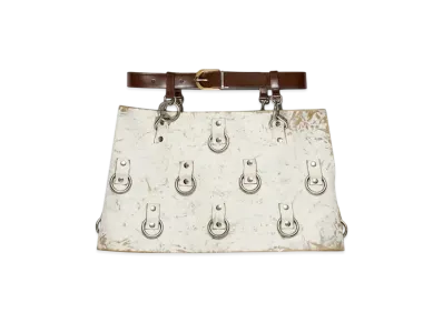 PRADA Women's Embellished Leather Miniskirt "White"