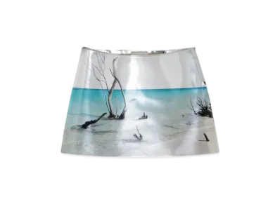 PRADA Women's Shiny Leather Miniskirt "Silver"