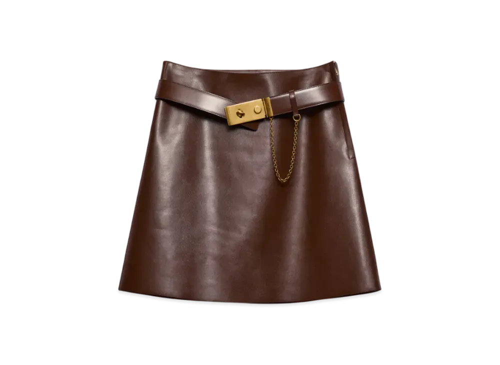 PRADA Women's Leather Miniskirt "Dark Brown"