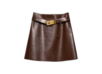 PRADA Women's Leather Miniskirt "Dark Brown"