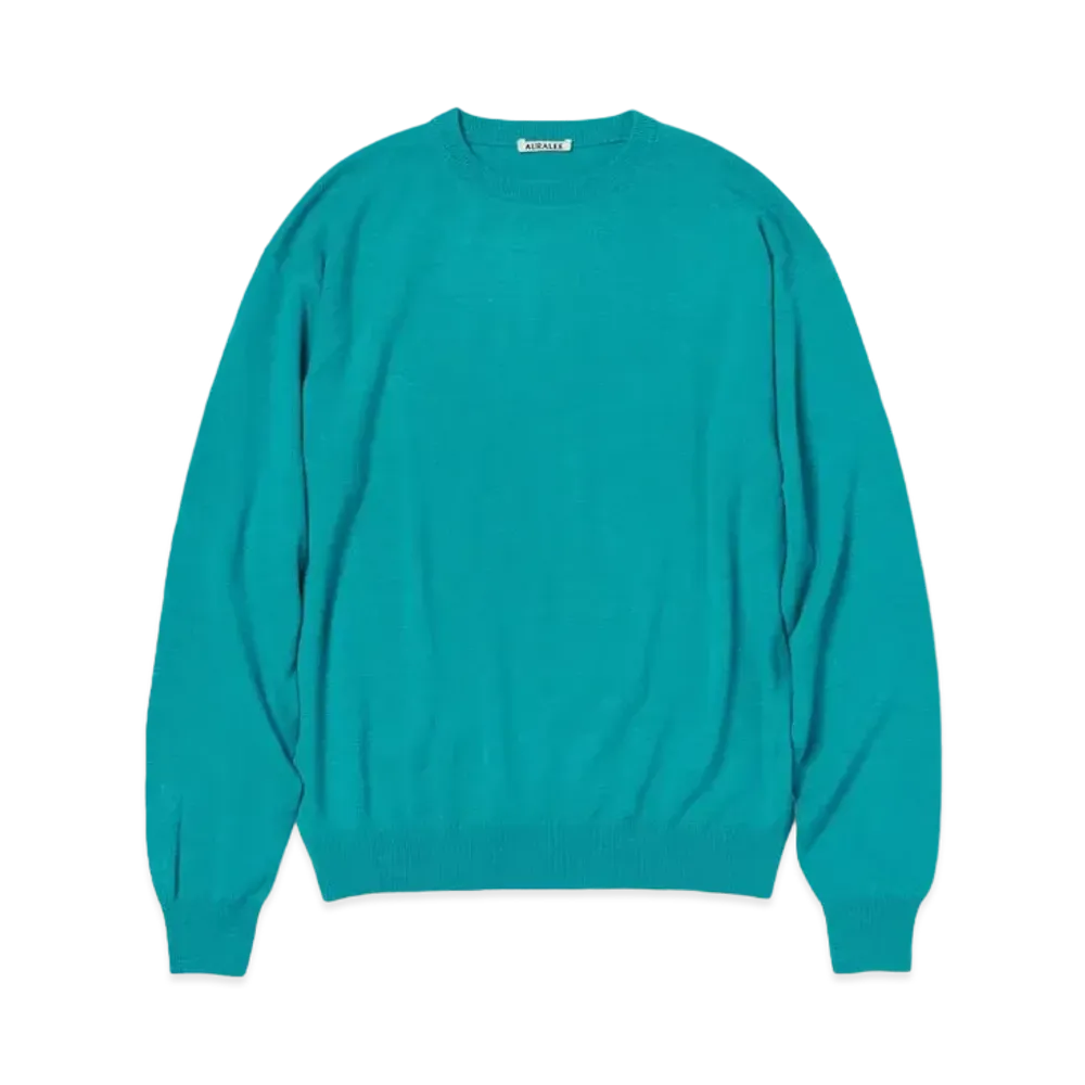 AURALEE Cashmere Silk Wool Knit P/O "Aqua Blue"