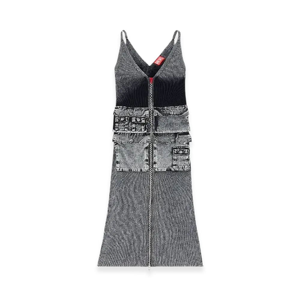 Diesel M-Melti Knit Midi Dress With Contrast Pockets "Dark Gray"